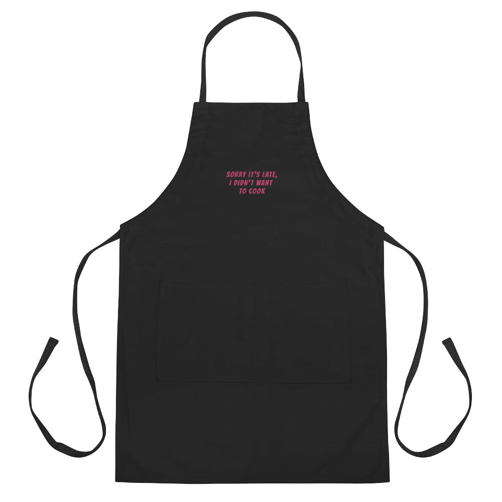 'Sorry it's Late' Embroidered Apron