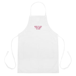 'Sorry it's Late' Embroidered Apron