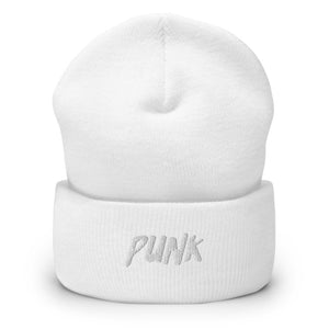 'Punk' White Logo Beanie