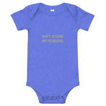 Load image into Gallery viewer, &#39;Pronouns&#39; Onesie